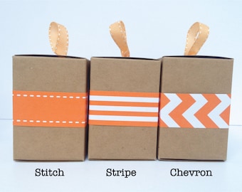 Narrow Orange Paper Ribbon in Pattern of Your Choice