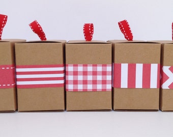Narrow Red Paper Ribbon in Pattern of Your Choice