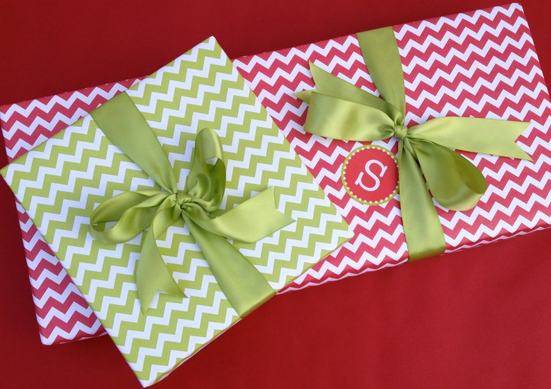 Green Chevron Premium Wrapping Paper Etsy
