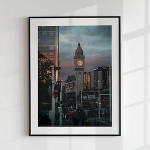 Stampa artistica da parete della Gare de Lyon di Parigi - Torre dell'orologio al tramonto - Fotografia urbana