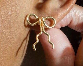 Gold & Silver Plated Bow Stud Earrings - Dainty, Minimalist, Everyday Jewelry