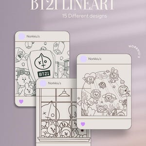 Coloring Pages, 15 different models of BT21.