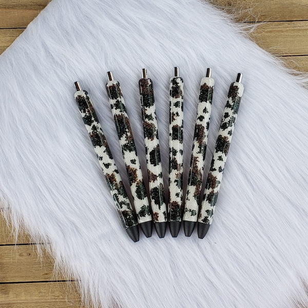 Cowhide Glitter Gel Pen (black ink) RTS