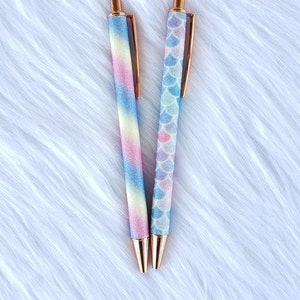 Personalized Glitter Pen, Rainbow or Mermaid Ball Point, Black Ink
