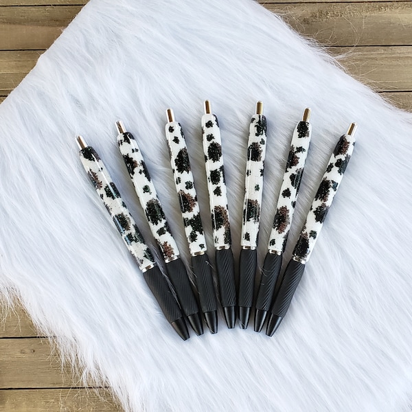 Cowhide Glitter Gel Pen (black ink) RTS