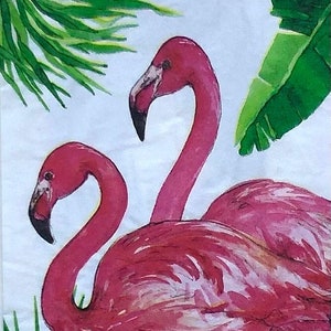 Napkin For Decoupage | Pink Flamingo Napkin | Card Making Supplies | Decoupage Paper | Flamingo Journal Paper | Tropical Napkin | Set Of 3