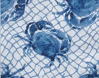 Decoupage Paper Napkin | Blue Crab Netting Paper Napkin | Beach Scene | Nautical | Coastal Napkins | Oyster Shell Decoupage | Set Of 3