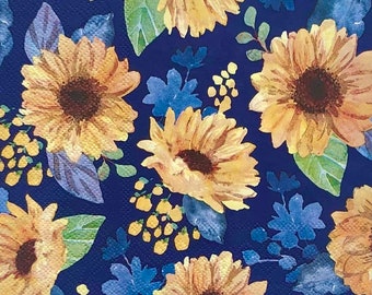 Napkin For Decoupage | Sunflower Paper Napkin | Scrapbook Paper | Decoupage Supplies | Journal Paper | Fall Decoupage Napkin | Set Of 3