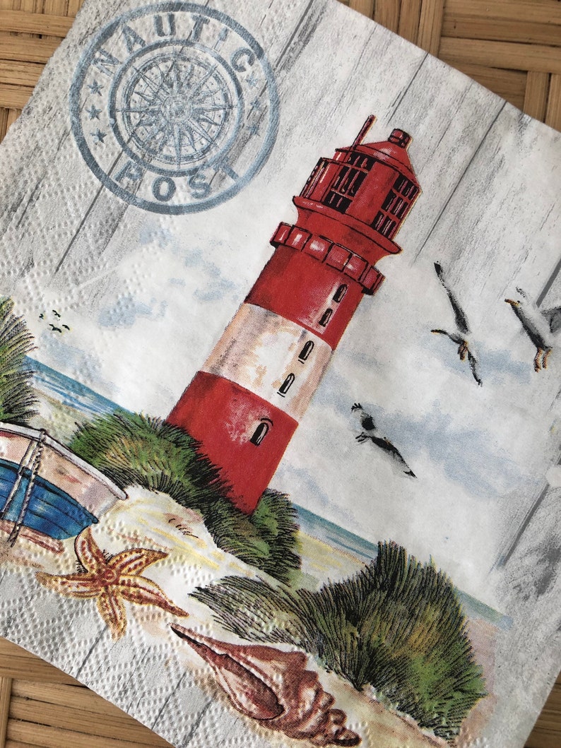 Napkin for Decoupage Lighthouse Decoupage Paper Napkin Coastal