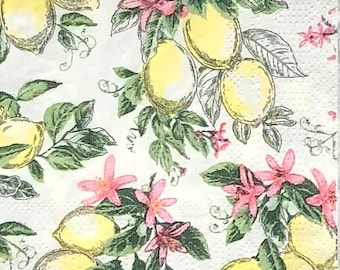 Decoupage Paper Napkin | Lemon Decoupage Paper | Oyster Shell Decoupage | Card Making Supplies | Journal Crafting Paper | Set of 3