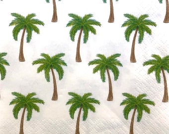 Decoupage Napkin | Palm Tree Paper | Coconut Tree | Tropical Themed Paper | Oyster Shell Decoupage | Nautical Scrapbooking Paper | Set Of 3