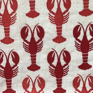 Decoupage Napkin | Lobster Paper Napkin | Nautical Scrapbooking Paper | Oyster Shell Decoupage | Beach Scene | Lobster Decoupage | Set of 3