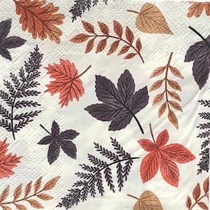 Napkin For Decoupage | Fall Leaves Paper Napkin | Scrapbook Paper | Journal Paper | Fall Decoupage Napkin | Set Of 3