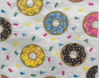 Servilleta de decoupage / Servilleta de papel de donut esmerilado / Papel tisú / Suministros para hacer tarjetas / Papel de decoupage / Papel de diario de panadería / Juego de 3