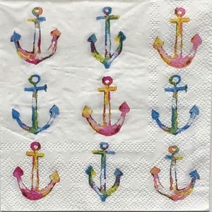 Decoupage Paper Napkin | Anchor | Sailing | Oyster Shell Decoupage | Coastal Napkin | Nautical | Beach Themed | Crafting Napkin |  Set Of 3