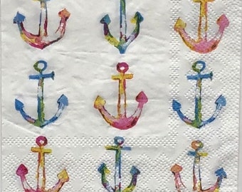 Decoupage Paper Napkin | Anchor | Sailing | Oyster Shell Decoupage | Coastal Napkin | Nautical | Beach Themed | Crafting Napkin |  Set Of 3