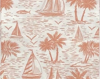 Napkin For Decoupage | Nautical Card Making | Palm Tree Paper Napkins | Sailboat Paper | Oyster Shell Decoupage | Sailing | Ocean | Set Of 3