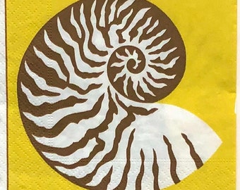 Decoupage Paper Napkin | Nautilus Shell | Oyster Shell Decoupage | Coastal Themed Card Making | Sea Shell Paper Napkin | Beach | Set Of 3