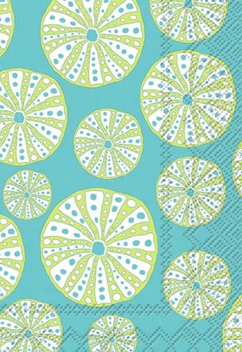Decoupage Napkin Nautical Paper Napkin Turqouise Sea Urchins Sea Shell