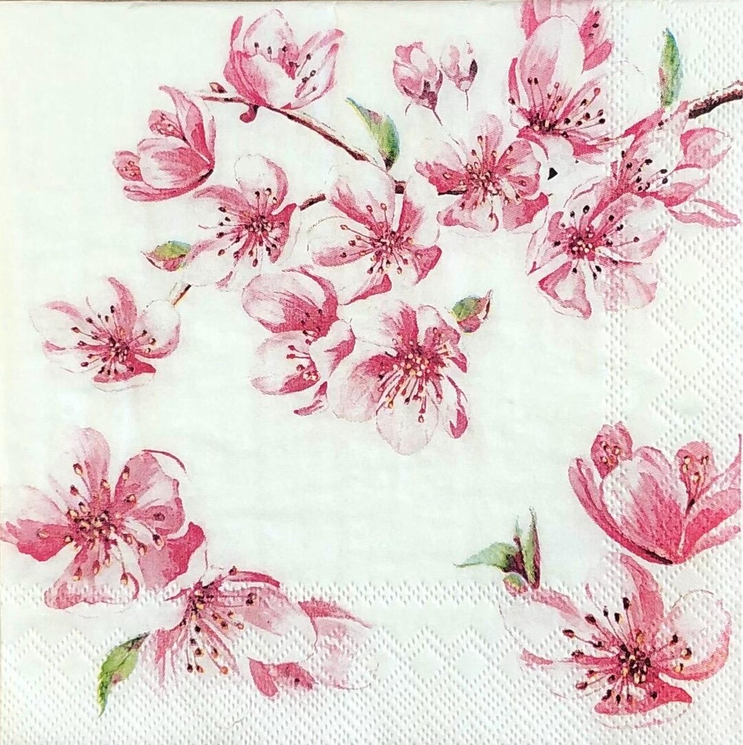 Decoupage Napkin | Cherry Blossom Paper Napkin | Floral Paper ...