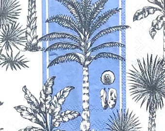 Decoupage Paper Napkin | Palm Tree Paper | Palmetto Palm Tree | Tropical | Oyster Shell Decoupage | Nautical | Ocean | Beach | Set Of 3