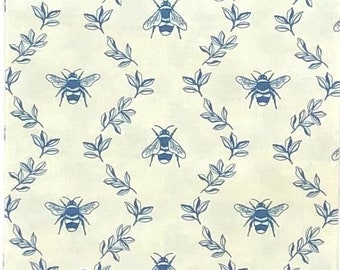 Decoupage Paper Napkin | Blue Bumble Bee Napkin | Summer Themed Scrapbook Paper | Shell Decoupage | Journal Paper | Floral Napkin | Set Of 3