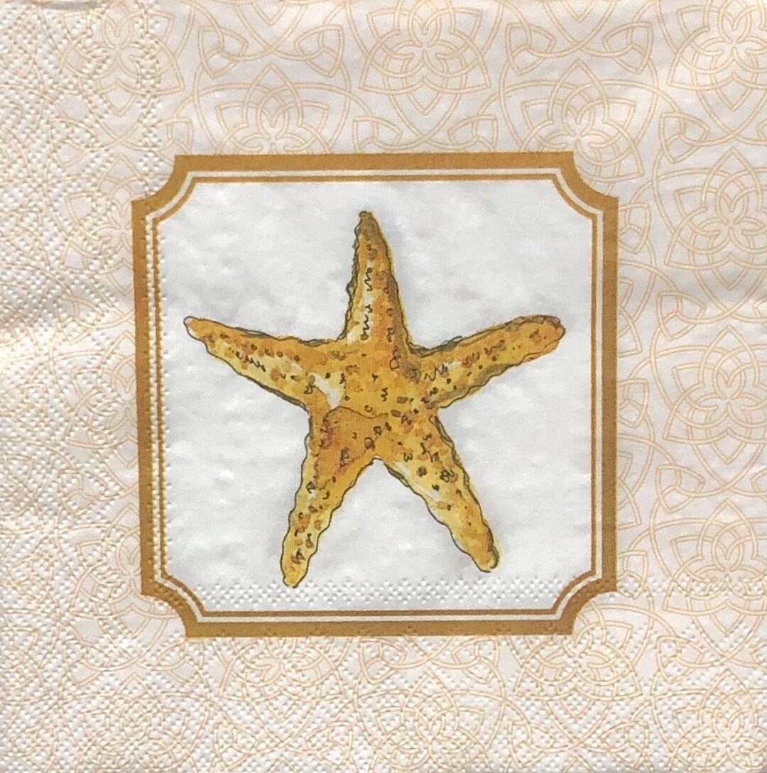 Decoupage Napkin Starfish Paper Napkin Ocean Scrapbooking Paper Oyster