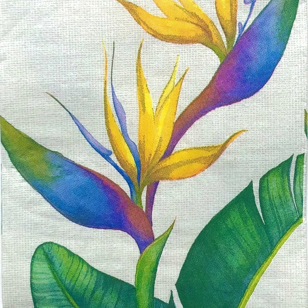 Decoupage Napkin | Bird Of Paradise Napkin | Floral Scrapbooking Paper | Decoupage Supplies | Journal Paper | Crafting Napkin | Set Of 3