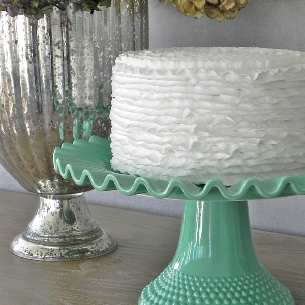 Cake Stand 8" Wedding Cake Stand Cupcake Stand Jadite Green Dessert Bar Cake Topper Wedding Event Rustic Vintage Inspired Wedding Decoration
