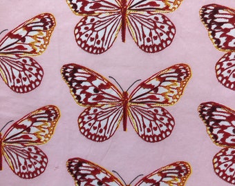 Decoupage Napkin | Pink Butterfly Paper Napkin | Floral Scrapbooking Paper | Decoupage Supplies | Journal Paper | Crafting Napkin | Set Of 3