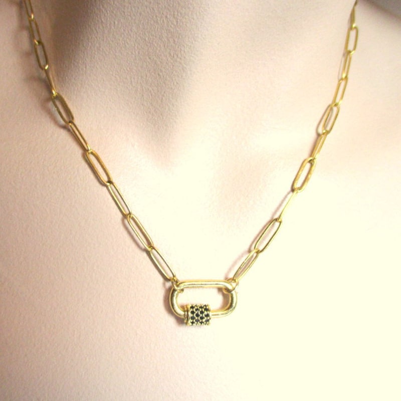 Gold Ashley (Box) Necklace with Piper Carabiner main image 1