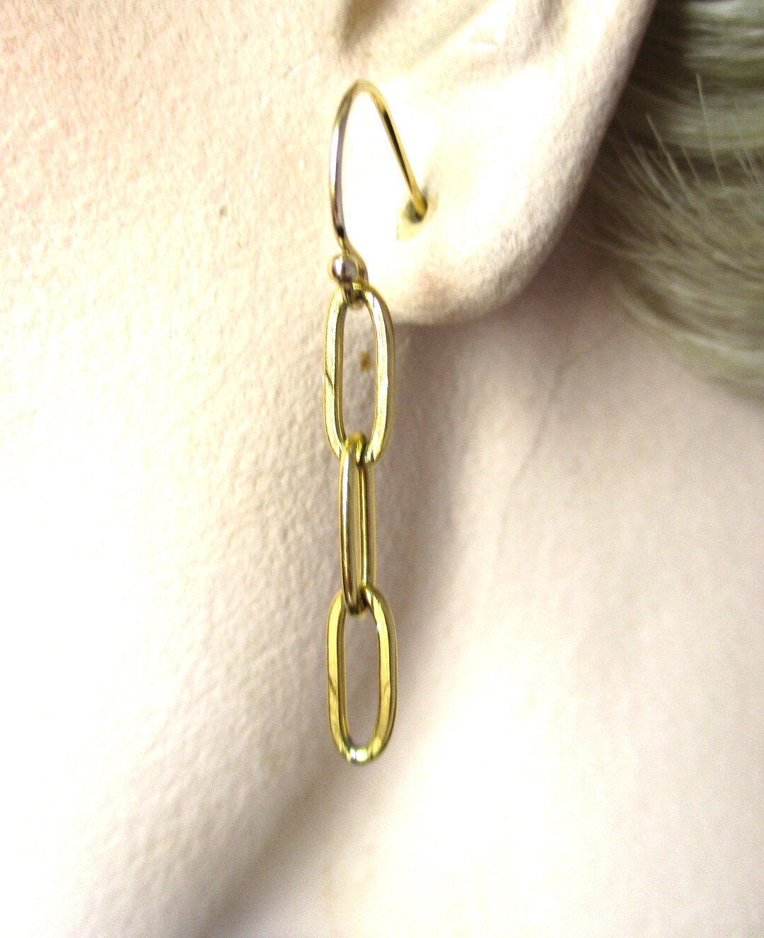 18K Gold Fill Paperclip Chain Earrings, 18K Gold Fill Paper Clip Earrings, Dangle & Drop