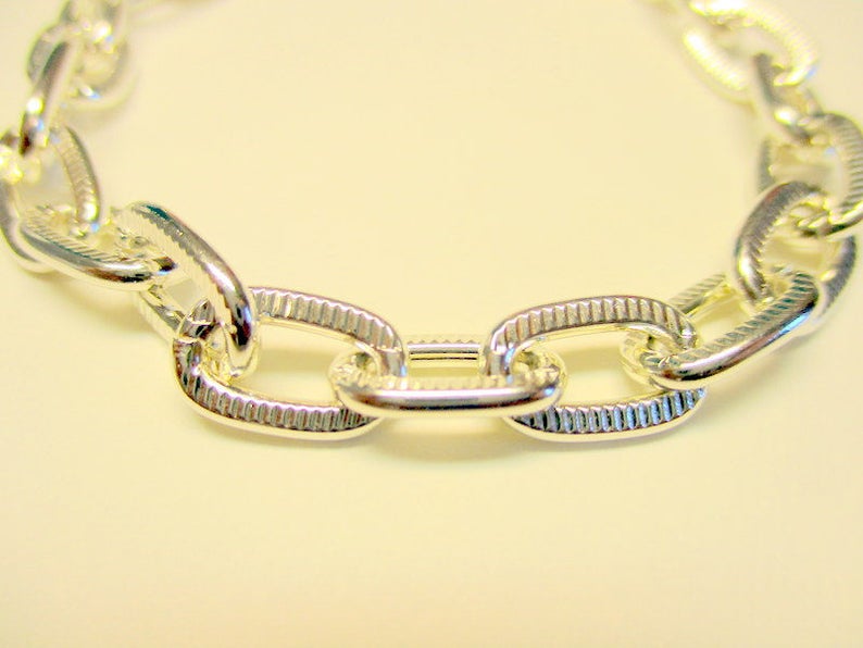 Chunky Silver Bracelet Silver Chain Bracelet Large Link | Etsy