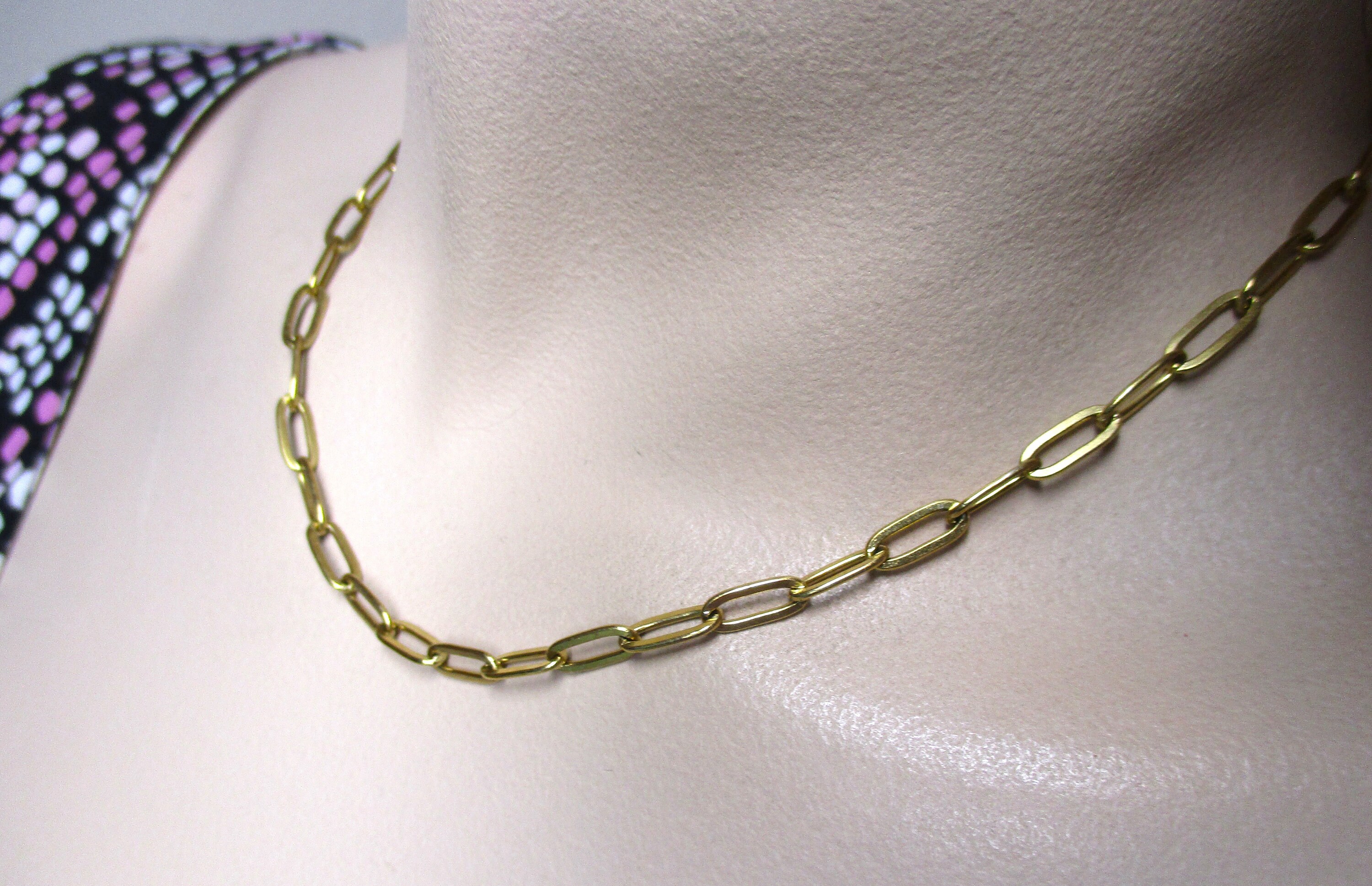 18K Gold Filled Paperlink Necklace, 18K Gold Filled Paper Link Chain
