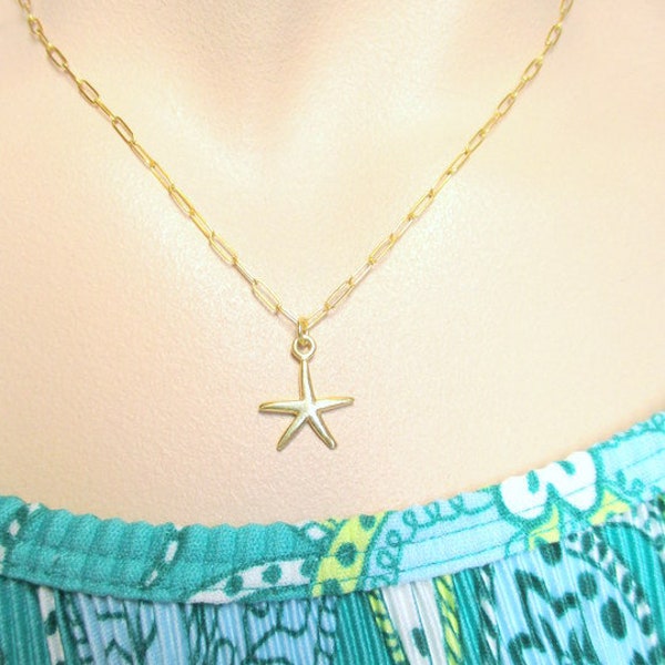 Tiny 14K Gold Fill Starfish Necklace, Beach Necklace, Beach Jewelry, Tiny Starfish Necklace, Gift for Her, Gift for Daughter, Birthday Gift