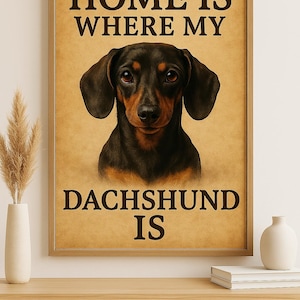 daschund poster،daschund art gift –Vintage Dachshund Poster, Cute Sausage Dog Printable Wall Art, Dog Lover Gift, Digital Downlo