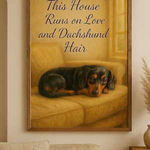 daschund  poster, daschund  gift – Dachshund Printable Wall Art, Cozy Dog Lover Home Decor, Digital Download Dog
