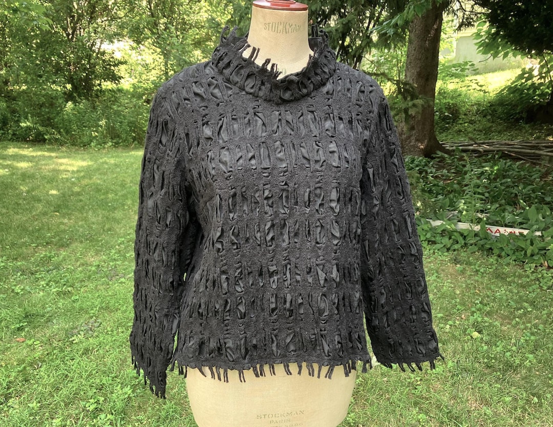 Haut vintage en laine feutrée à armure ouverte NUNO, conçu par