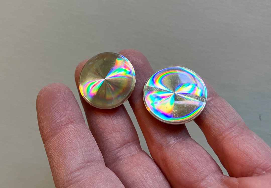Vintage Psychedelic Diffraction Disc Screw-back Earrings, 1960s ...