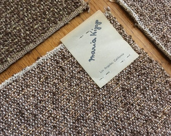 Lot of 3 vintage Maria Kipp handwoven upholstery samples, rayon, cotton & lurex, ca. 1950s, each 15" x 18", California modern, as-is