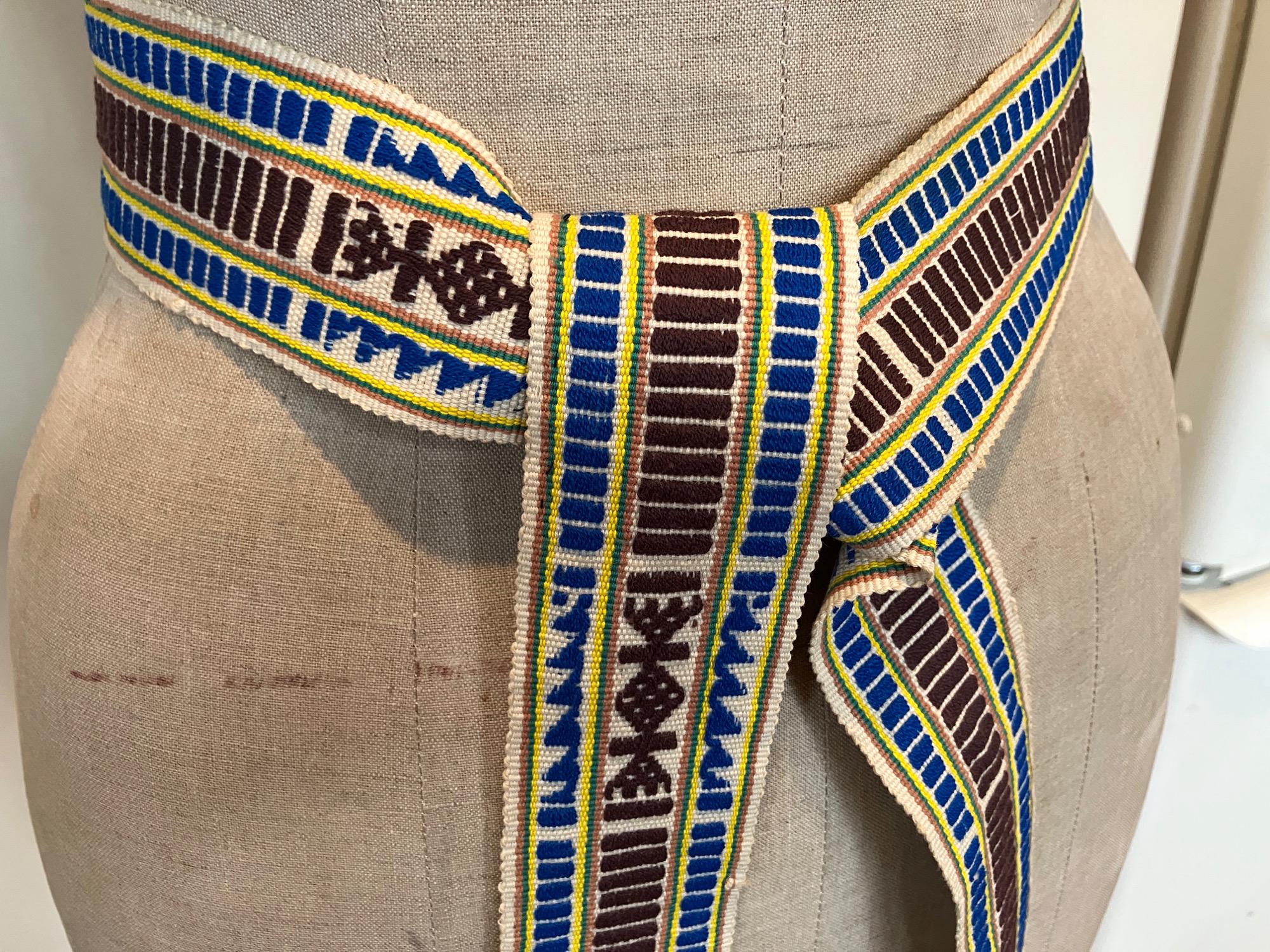 VINTAGE Hand Knit Southwestern Sash Belt - Sz OS Vintage Navajo Woven Sash Belt 92 main image 2