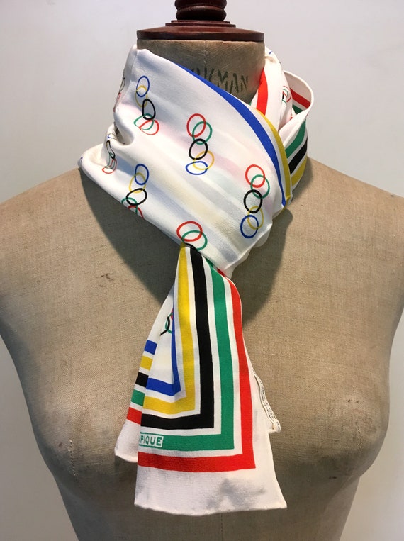 Vintage International Olympic Committee silk crepe sc… Gem