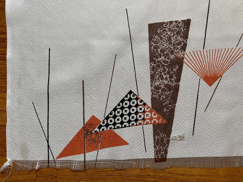Vintage 1950s Atomic Printed Fiberglass Drapery Fabric Remnant, 44 1/2 ...