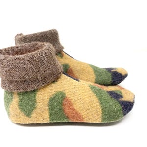 Camouflage Wool Toddler Slippers: Non-Slip Winter Shoes, Size 3.5-5.5 (Machine Wash)
