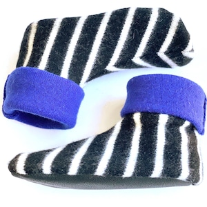 Wool Slipper Socks: Kids Size 8.5-10.5, Non-Slip, Striped