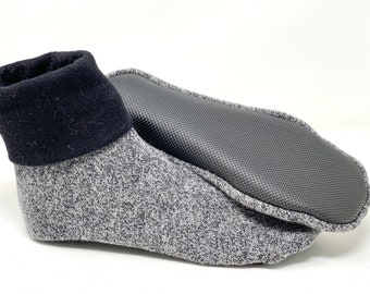 Adult Waldorf Style Upcycled Wool Slippers, Hygge Slippers, Men's Size 6-8, Women's 7.5-9, Small, Non Slip, Machine Wash, Ready to Ship