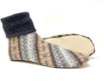Merino Wool Soft Sole House Shoes, Adult Small Slippers, W size 7.5-9, M size 6-8, Non-Slip, Ready to Ship, Hygge, Machine Wash, Waldorf