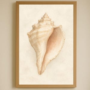 Muschelschale Wandkunst, Küstenmuschel Druck, Neutral Strand Dekor, Vintage Muschel Illustration, Minimal Küstenmuster, druckbare Wandkunst
