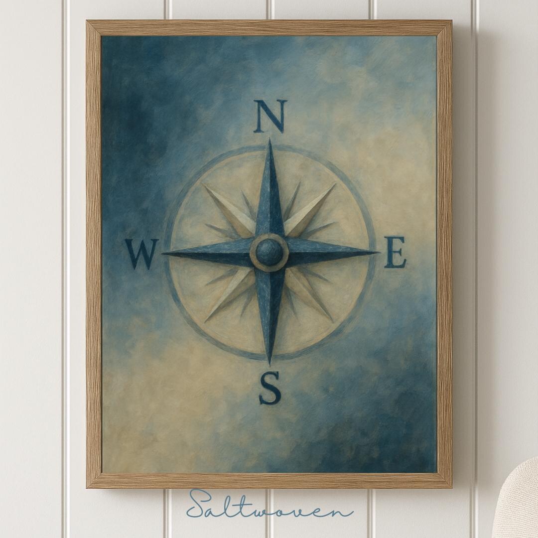 Vintage Compass Rose Print Nautical Coastal Wall Art (digital Download