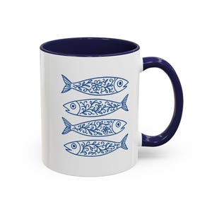Portuguese Tile Sardine Mug: Coastal Kitchen Coffee Cup